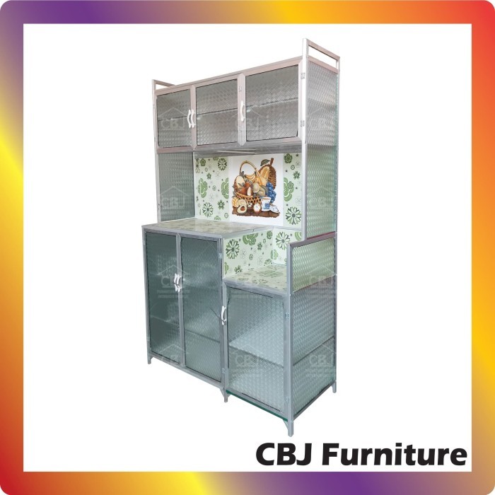 Rak Piring Aluminium Magic Com 3 Pintu - Motif Buah