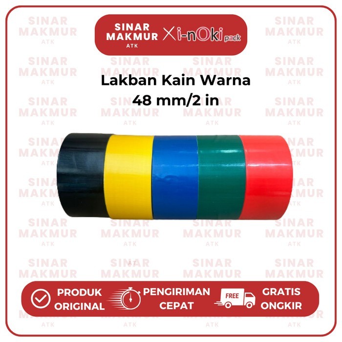 

Ready Stock Lakban Kain/Jilid/Cloth Tape 48Mm Hitam Dan Warna Inoki (Karton) Cod