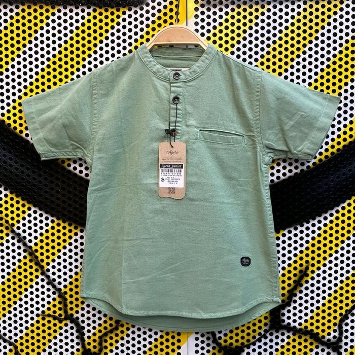 BAJU KOKO PENDEK ANAK BY AGERA JUNIOR LENGAN PENDEK SAGE GREEN BIRU TOSCA MUSLIM KANCING NYAMAN