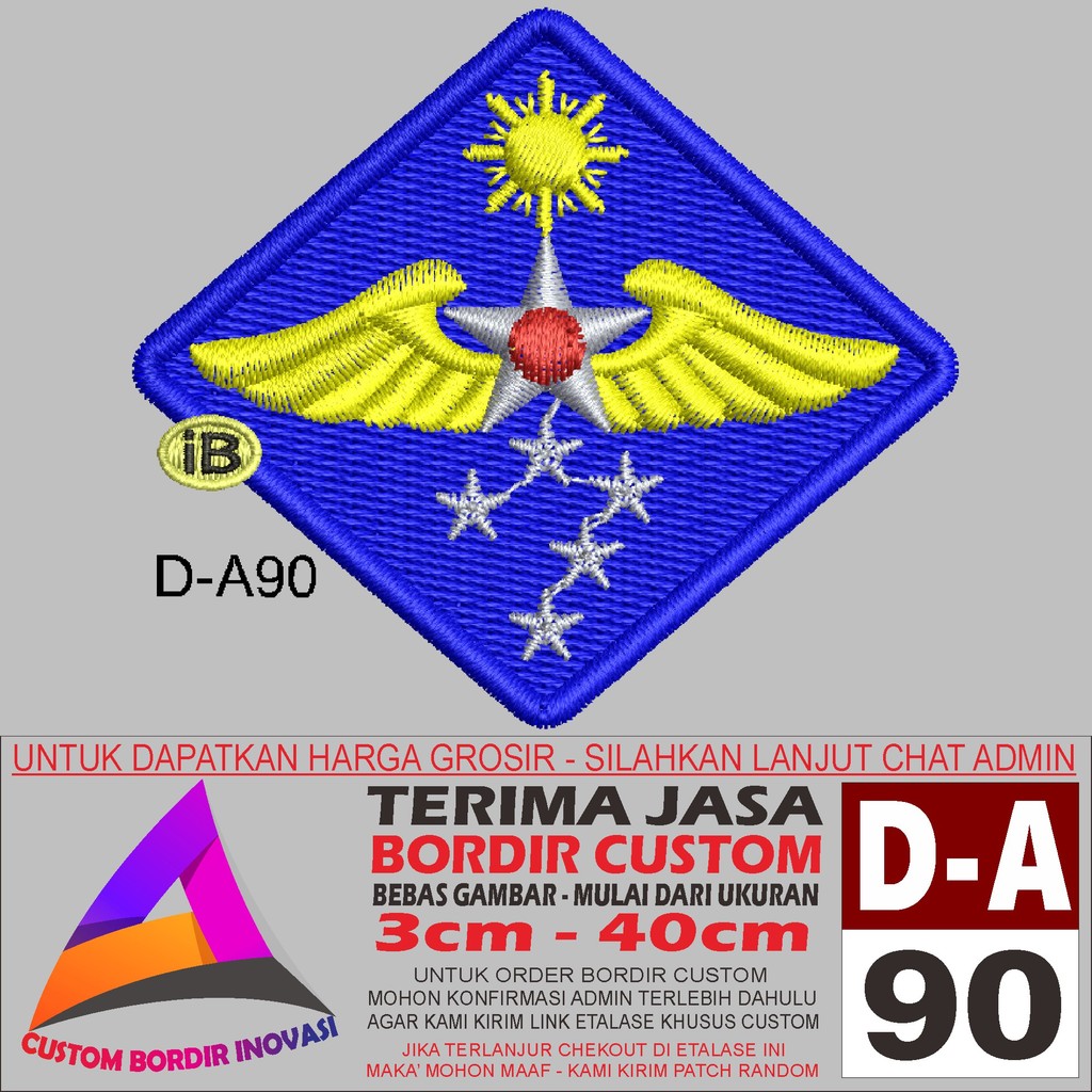 PATCH BORDIR LOGO D-A90 WW2 ARMY AIR FORCE - CUSTOM BORDIR INOVASI TESTIMONI