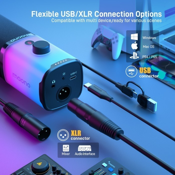 Mic Fifine Ampligame AM8 USB XLR Dynamic Microphone Streaming Gaming