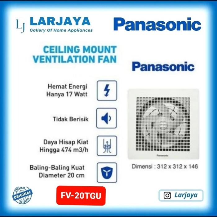Ventilation Fan Panasonic 8" - 20 Cm Fv-20Tgu Exhaust Fan
