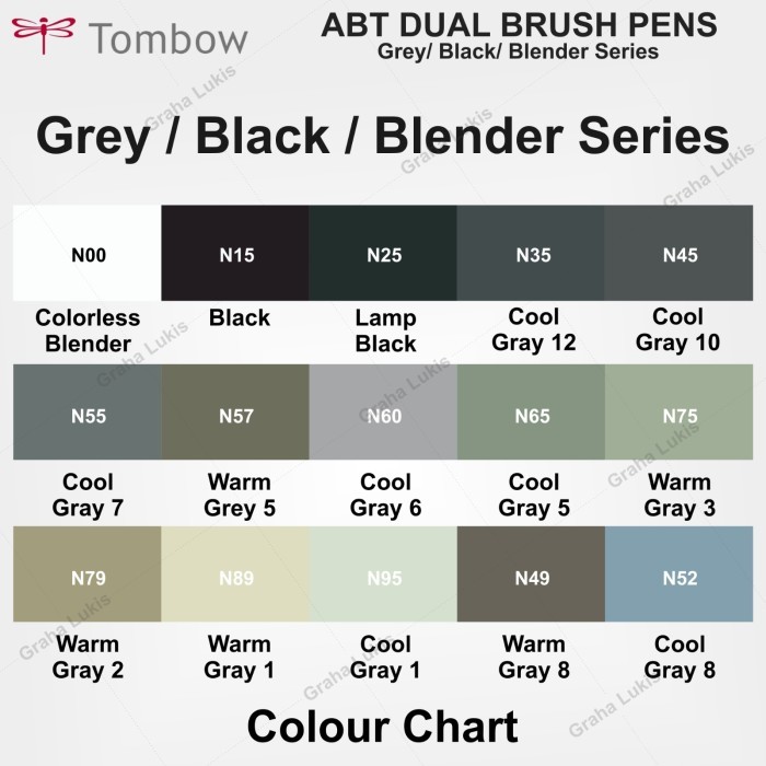 

Tombow ABT Dual Brush Pens Grey / Black / Blender Series