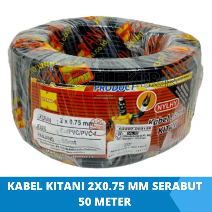 Kabel Listrik Kitani 2X0.75 Mm 50 Meter Serabut