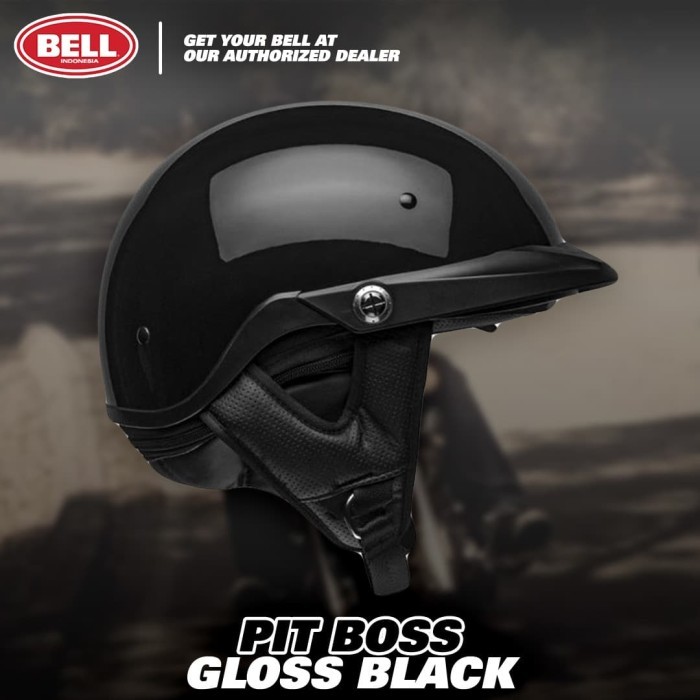 Helm Bell Pit Boss Gloss Black Open Face Cruiser