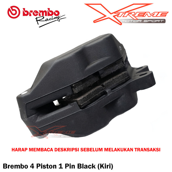 Kaliper Kiri Brembo 4 Piston 1 Pin 4P1P Gray / Black Sebelah Kiri Original Brembo Italy