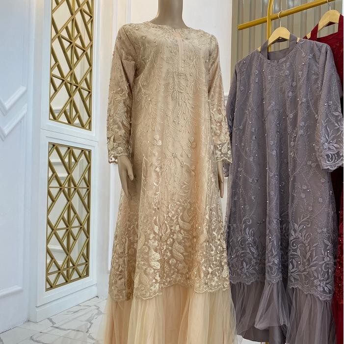 Produk Unggulan Yarra Maxi /Gamis Brokat / Dress Wanita Mewah / Gaun Pesta / Baju Kondangan Muslim /