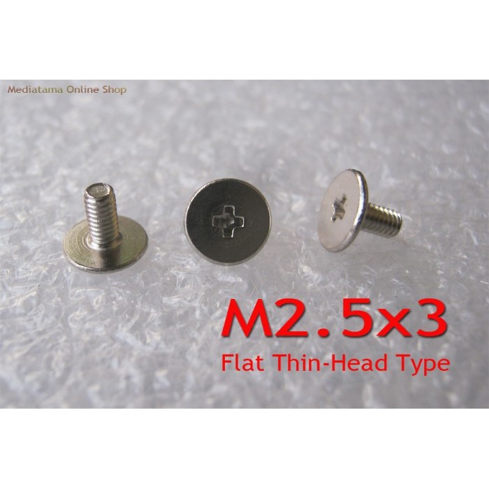 Terlaris Sekrup/Baut Engsel Casing Laptop M2, M2.5, M3 Diameter Head 7Mm Flat Good Quality