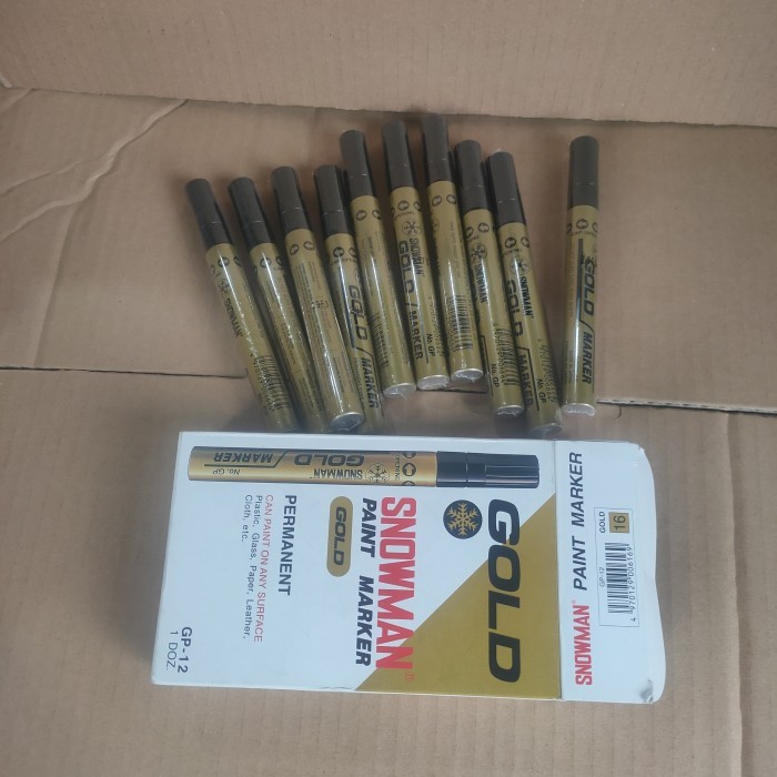 

spidol snowman paint marker permanent. gold, silver, white,