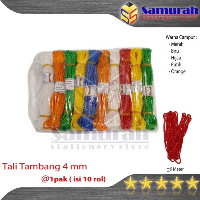 Tali Tambang Plastik 4 mili / Tambang Nylon 4 mm 1 Pak isi 10 pcs Mix
