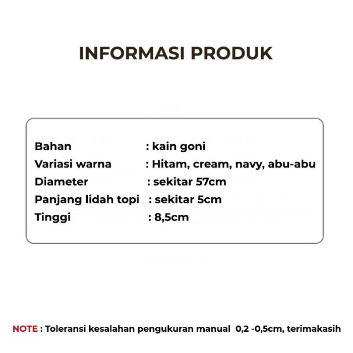Topi Baret Korea Pria Perempuan Dewasa Model Apolo Oktagonal Pelukis G