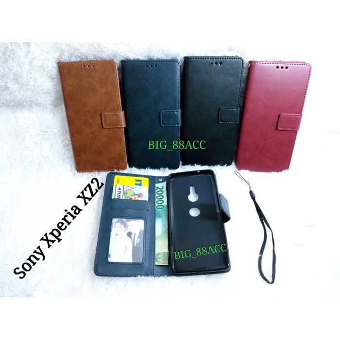 Terlaris Leather Case Flip Cover Kulit Xperia XZ2 Sarung Dompet Preminum SALE