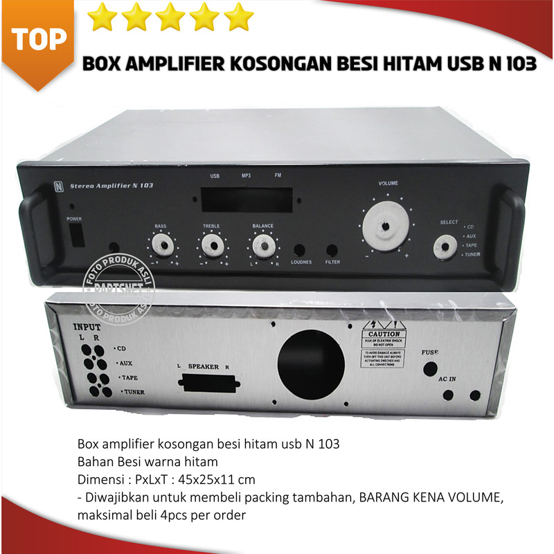 Box amplifier kosongan besi hitam usb N 103