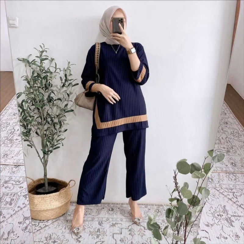 Baju Muslim Wanita Satu Set Baju Setelan Wnita Import Satu Pasang Stelan Kekinian Baju Perempuan Pre