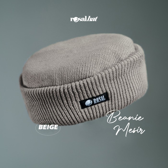 Peci PECI BEANIE MESIR ROSAL Original Peci Beanie Rajut Sholat Pria Muslim - Beige premium original 