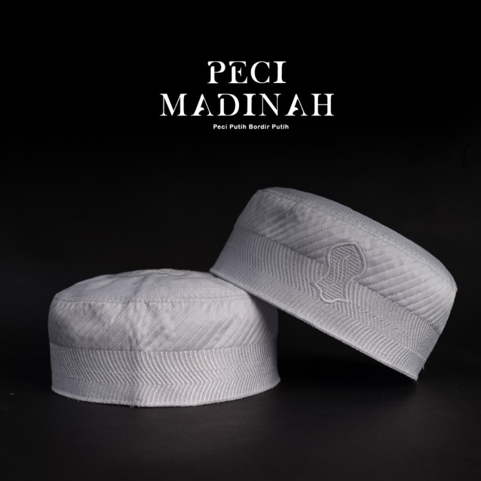 Peci Katsae Peci Bordir Terompah Peci Haji Putih Polos Bordir Madinah - FULL PUTIH, 7 berkualitas pr