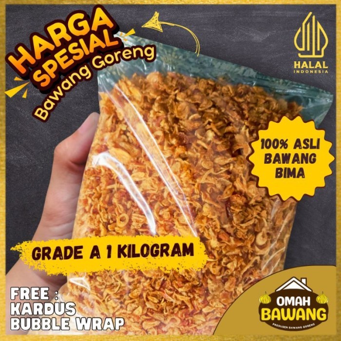 

TERLARIS BAWANG MERAH GORENG 1KG GRADE-A RENYAH KRIUK BRAMBANG ASLI TANPA BANYAK TEPUNG BAGOR
