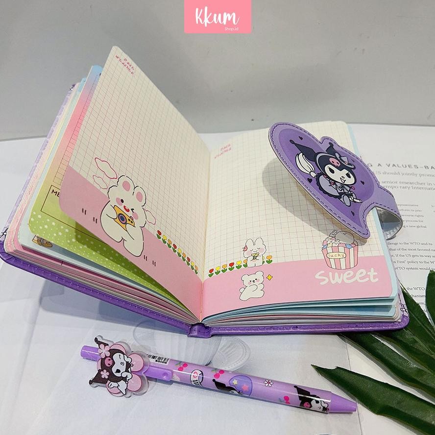 

TERLARIS 2 in 1 Gift set notebook sanrio magnet/ Buku tulis cute kuromi cinnamorol gs-56