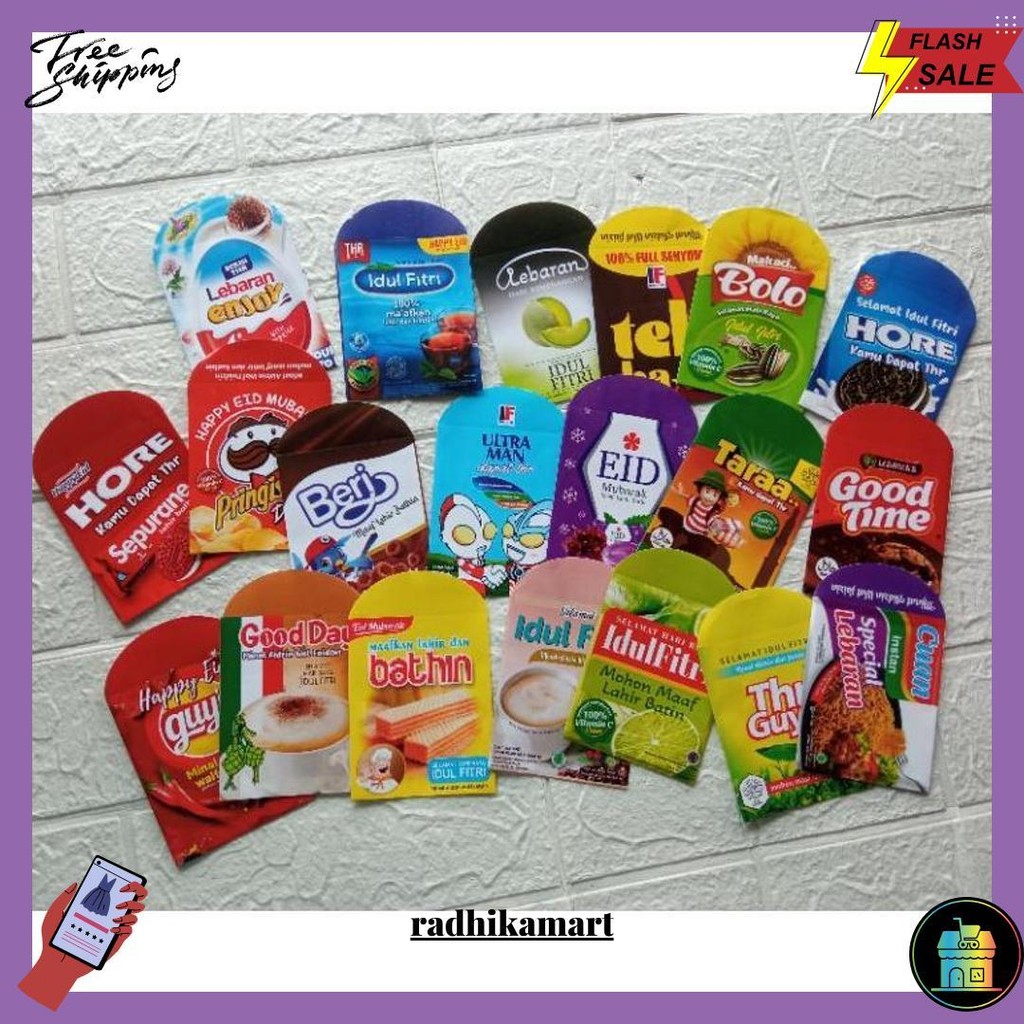 

Amplop Snack/Jajanan Lebaran Sultan/ Mixue/Kopiko/Walls/ Kfc Cfc Silverqueen Cimory Tenggo Terlaris