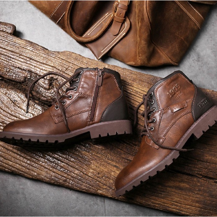 TERLARIS IMPORT KLASIK ORIGINAL KULIT SAPI ASLI SEPATU BOOTS MARTIN RESLETING CASUAL TINGGI PRIA