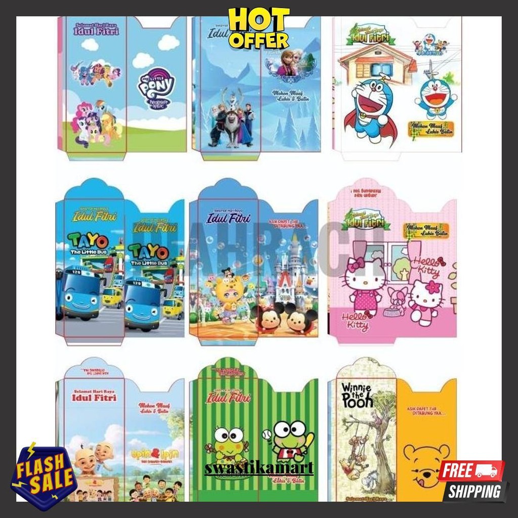 

[Bisa Pilih] Amplop Lebaran 10 Pcs Jumbo 7 X 19 Cm [Siap Pakai] Terlaris