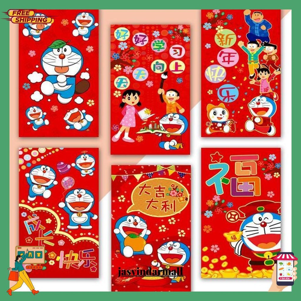 

(10 Pcs))Angpau Kartun Hong Bao Imlek Tahun Naga Dargon 2023 Doraemon(10Pcs) Termurah Banget