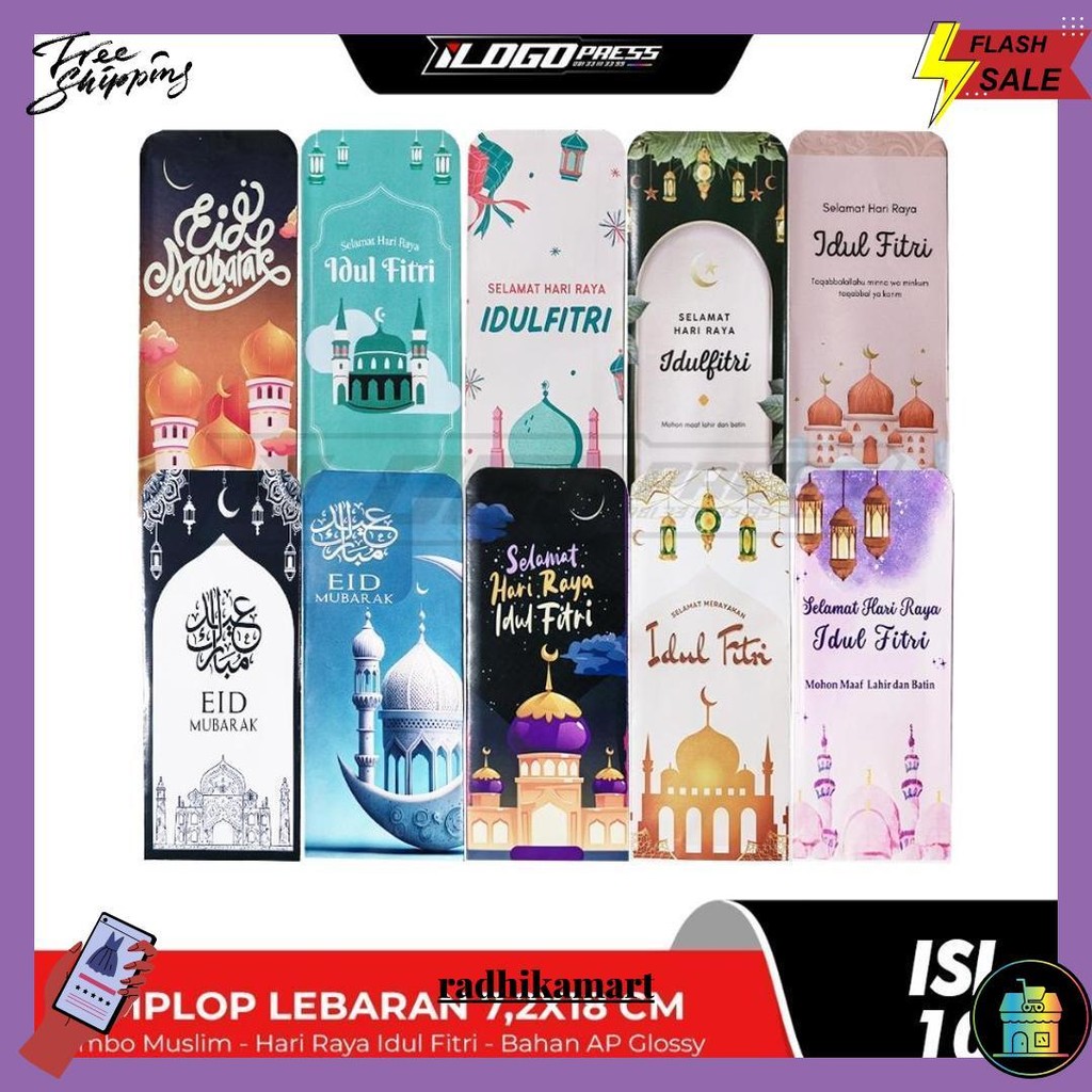 

[ 1 Pack Isi 10 ] Amplop Lebaran 2025 Hari Raya Idul Fitri Jumbo 7,2X18 Cm Terlaris