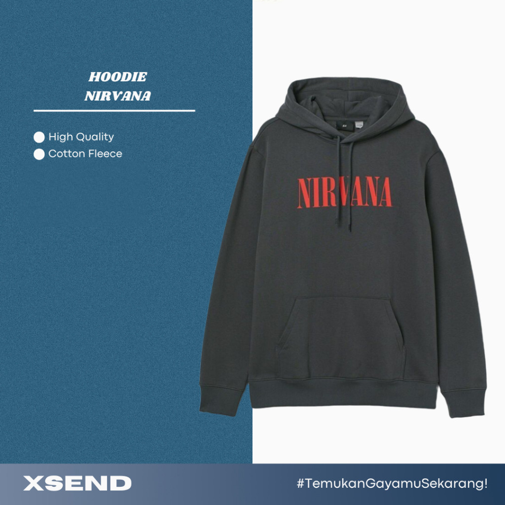 Gratis Ongkir Hoodie Hm Nirvana Dark Grey