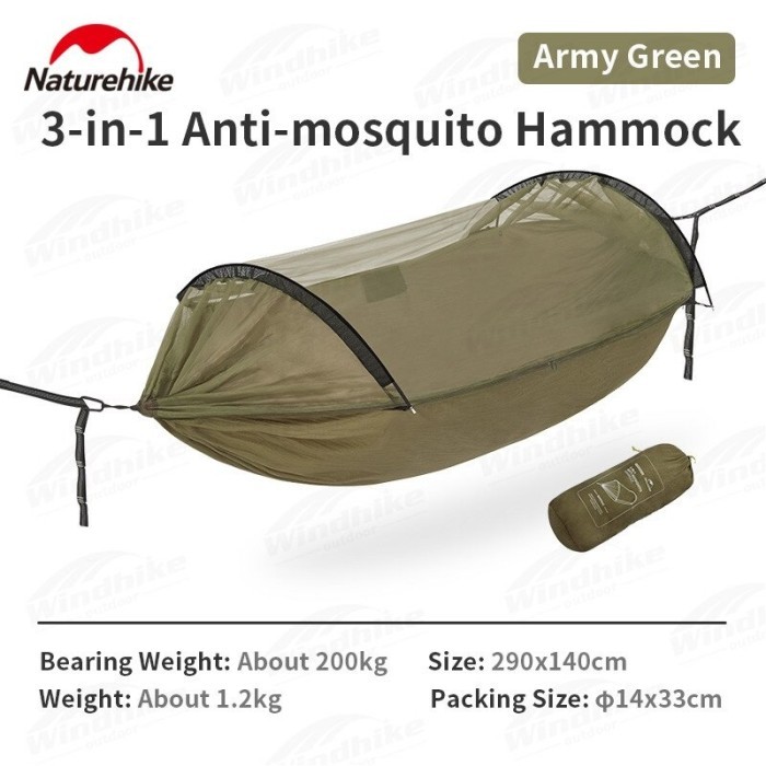 TERBARU HAMMOCK 3 IN 1 ANTI MOSQUITO NATUREHIKE CNH22HJ001/HAMMOCK ANTI NYAMUK HOT SALE