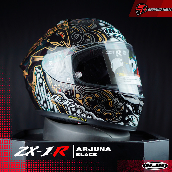 Njs Zx-1R Arjuna Hitam Gloss/Doff - Helm Full Face