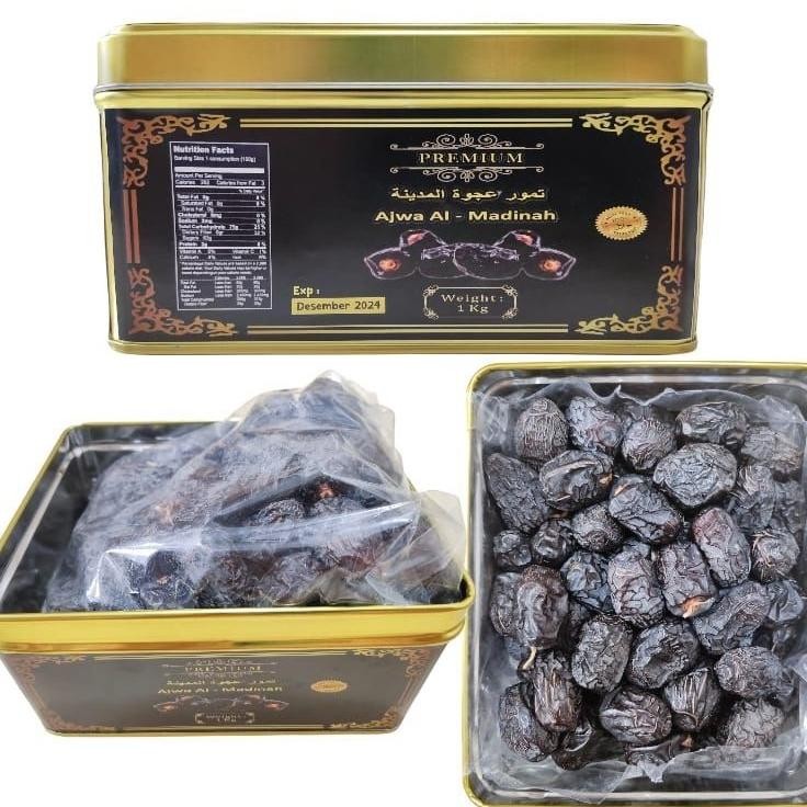 

Kurma Ajwa//Nabi Madinah Kemasan Kaleng Premium 1kg