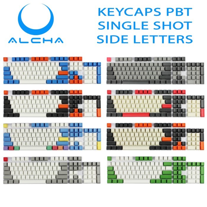 ALCHA KEYCAPS PBT SINGLE SHOT SIDE LETTERS PRINT CARBON CHALK RAINDROP