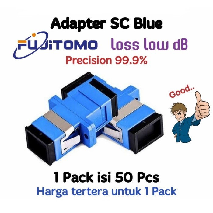Promo Adapter / Barrel Fiber Optic Sc Upc Fujitomo Premium Isi 50 Pcs