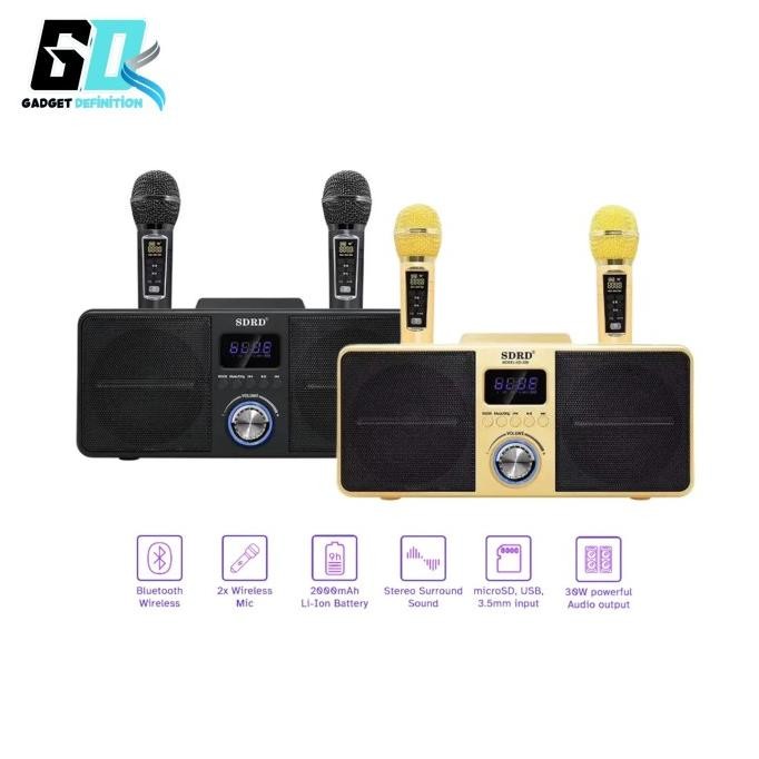 MIC KARAOKE WIRELESS SPEAKER BLUETOTH SDRD 306 / SDRD 309 DUA MIC Terlaris