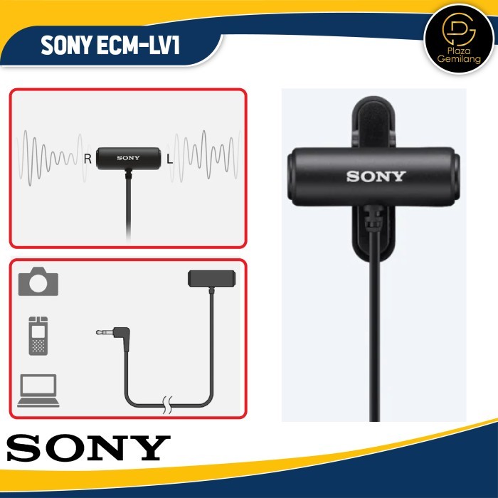 Sony ECM-LV1 Stereo Lavalier Microphone 3.5mm TRS