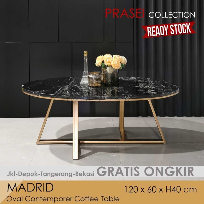 Madrid - Modern Oval Marble Coffee Table Meja Tamu Marmer