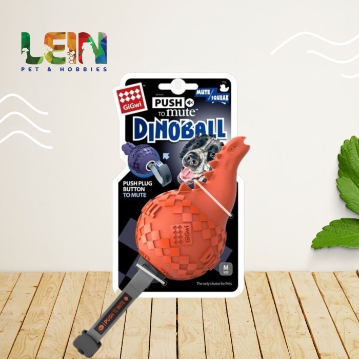 GiGwi Mainan Anjing - Push To Mute Dinoball Apatosaurus Orange