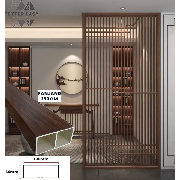 TERBARU PVC Hollow Partisi WPC Indoor Hollow Kisi Kisi Pembatas Ruangan PVC Timber Tube Indoor PVC