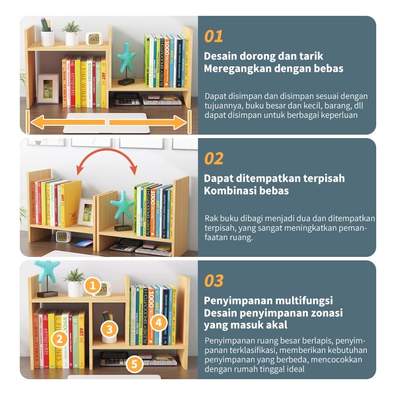 Terbaru Cod Rak Buku Rak Kayu Serbaguna Meja Rak Buku Kayu Lemari Portable Susun Rak Buku Meja Kayu