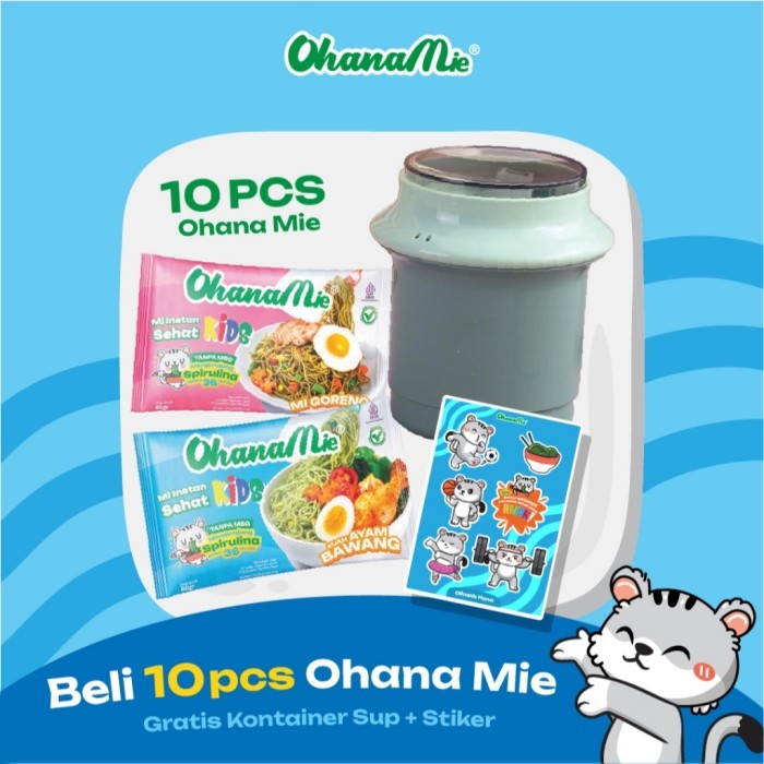 

TERLARIS MIE INSTAN OHANA MIE ANAK SEHAT TANPA MSG DAN PENGAWET ISI 10 DAN KONTAINER SUP DAN STIKER