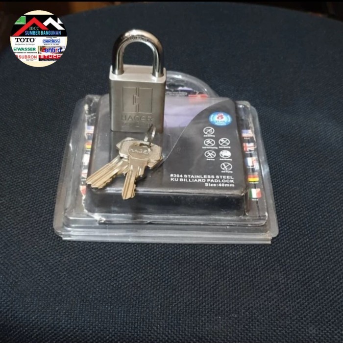 :::::::] Gembox / padlock / gembok anti maling- Hager 40mm