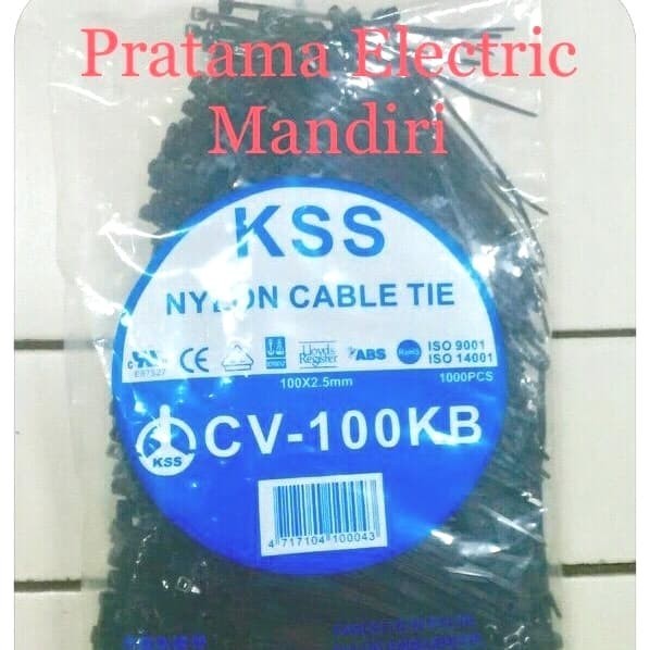 

Cable Ties Nylon CV-100BK 2,5mm HITAM (CV 100BK, isi : 1000pcs) KSS