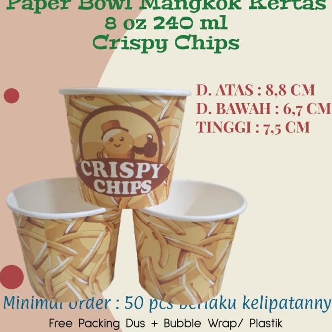 

Paperbowl 8 Oz Mangkok Kertas 240 Ml Chips Isi 50 Pcs Kentang Goreng Original