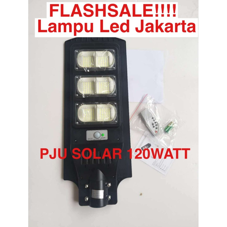 Lampu PJU solar + remote 120watt. Penerangan jalan umum solar 120watt