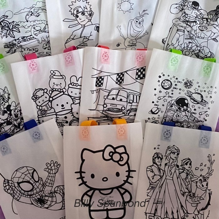 TAS MENGAMBAR, TAS MEWARNAI, TAS SPUNBOND MEWARNAI ANAK, TAS 25X35