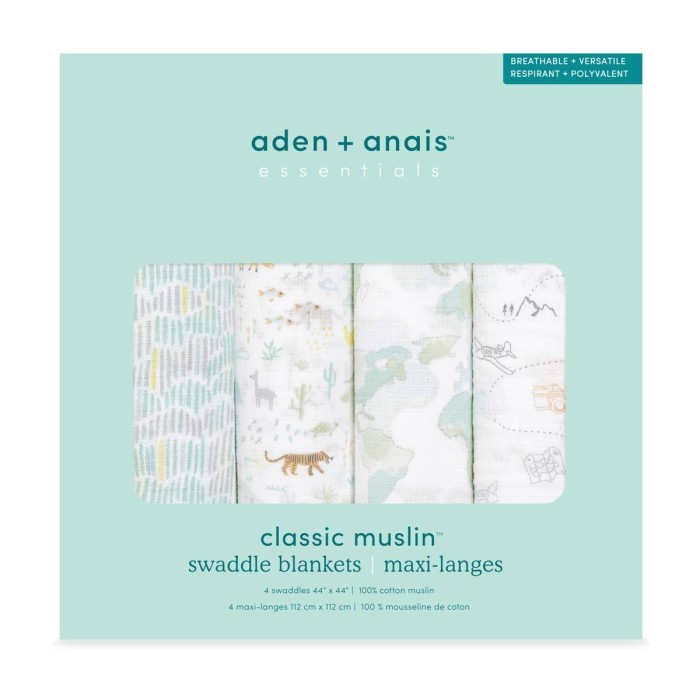 ADEN + ANAIS Essentials Cotton Muslin Swaddles - Voyager Bedong bayi