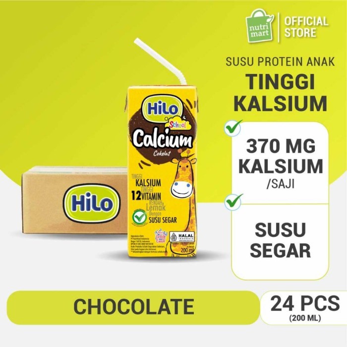 

TERLARIS 1 KARTON - HILO SCHOOL UHT CHOCOLATE READY TO DRINK RTD 200 ML (24 PCS) - SUSU TINGGI