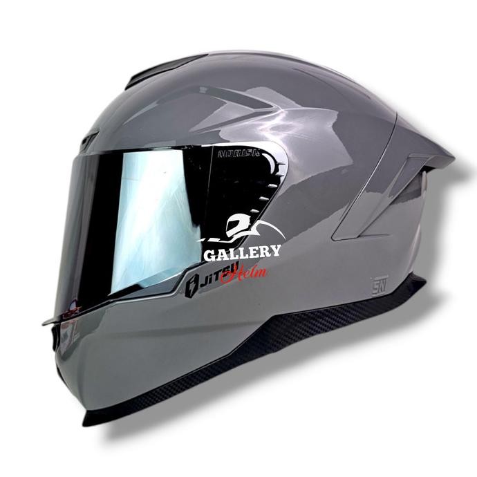 BARU JITSU AIR 1 GREY GLOSSY HELM FULL FACE TERBARU SNI / VISOR IRIDIUM SILVER SUPORT INTERCOM