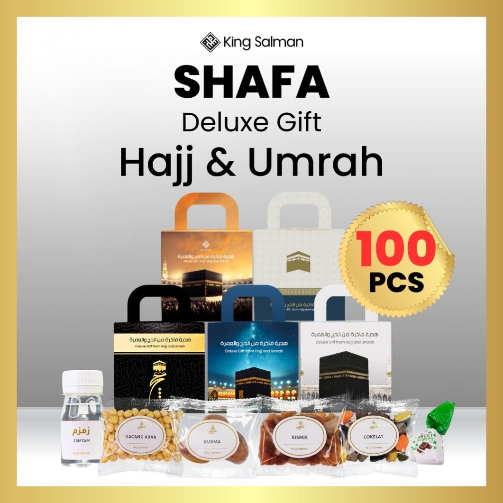

zoe oleh-oleh umroh & haji preum | king salman deluxe gift | shafa | paket 100 pcs