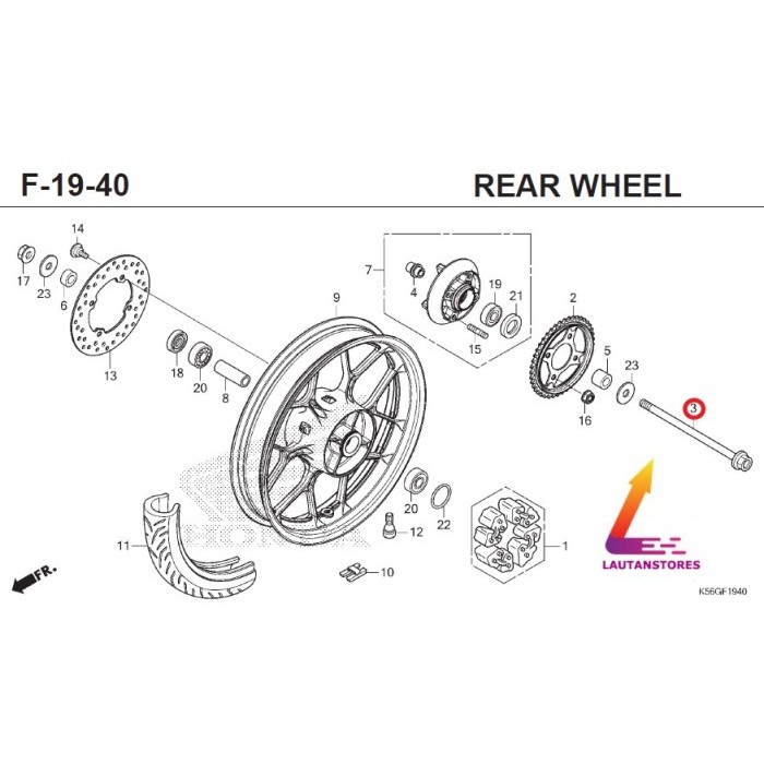 42301-K56-N00 As Roda Belakang Sonic Supra Gtr 150 Termurah Langka